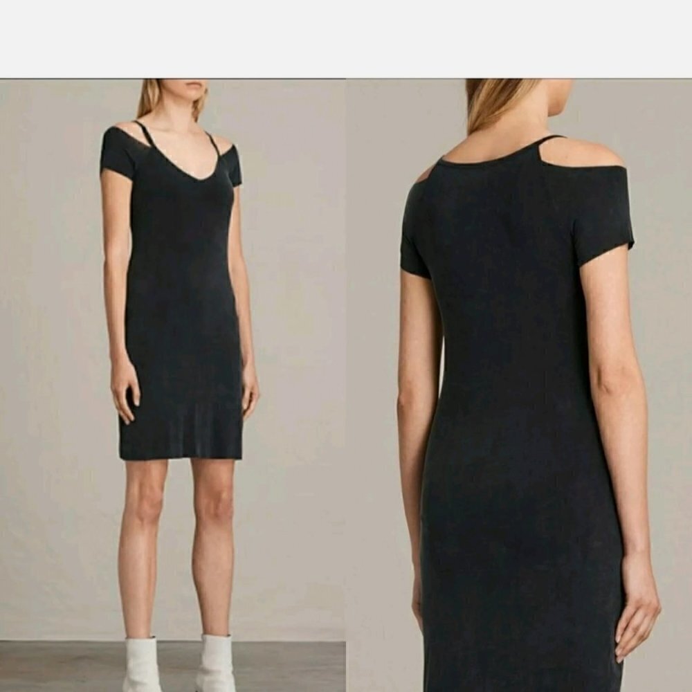 ALL Saints 100% silk black mini dress XS